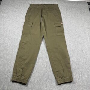 Dickies Cargo Pants Womens 27R Olive Green Jogger Utility Drawstring Casual